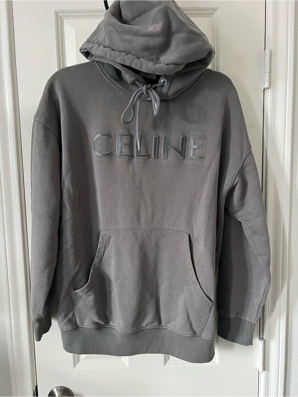 Celine Men's Hoodie in Gray with ‘Bubble’ logo.